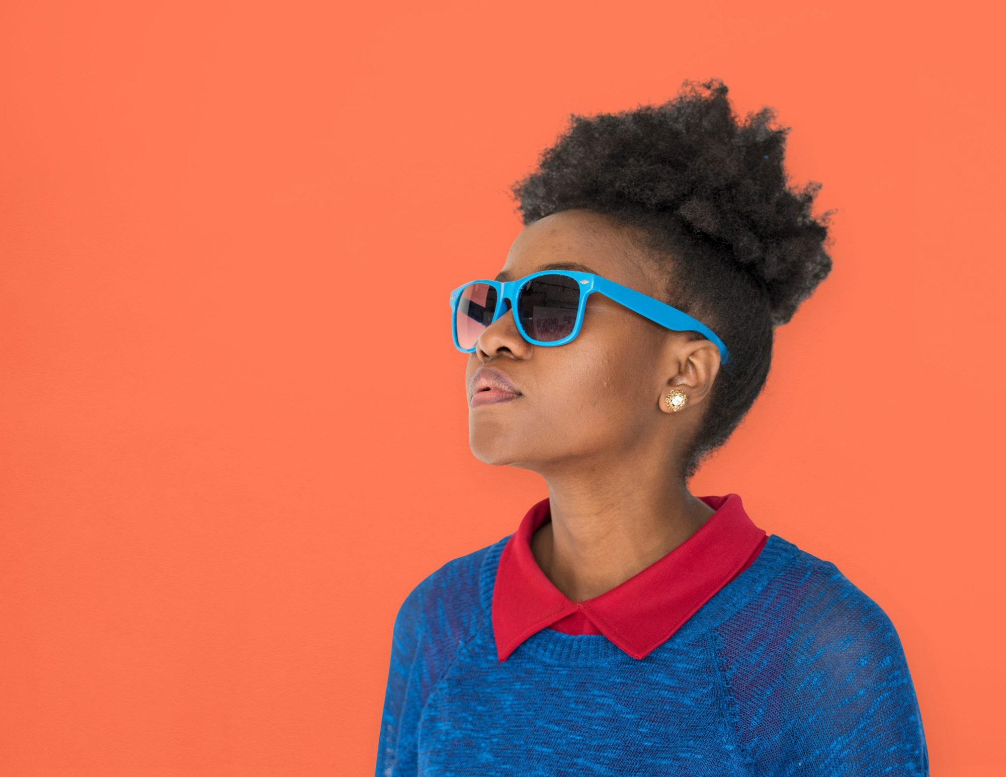 a woman wearing glasses